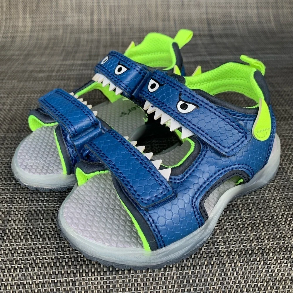 Carter's Cade Monster Blue/Green Light-Up Straps Sandals Shoes Toddler size 5